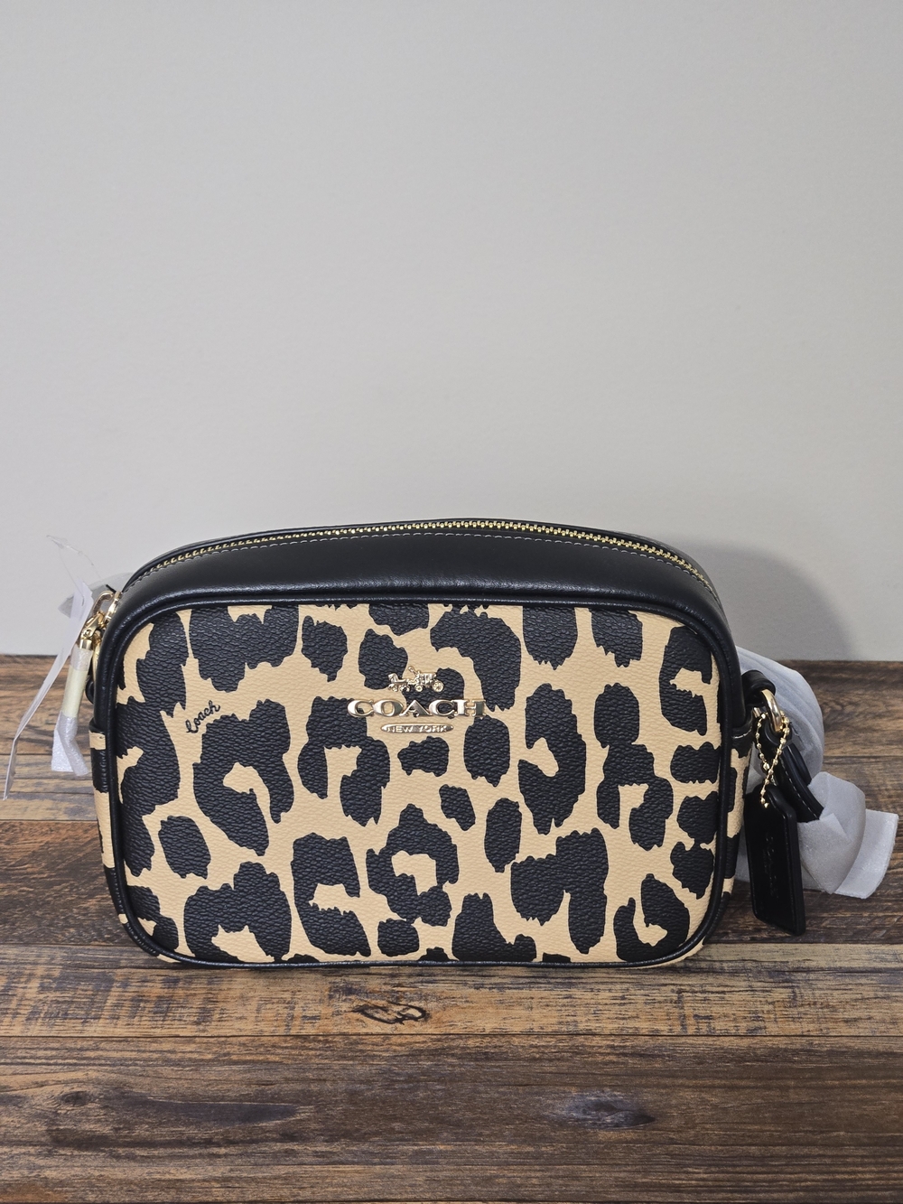 NWT COACH Mini Camera Bag In Leopard Print